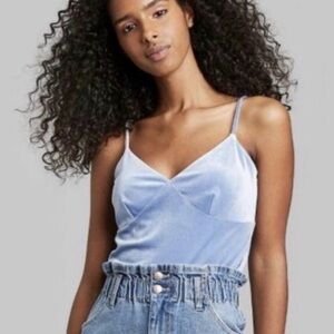 🆕 Wild Fable crushed blue velvet v neck camisole …